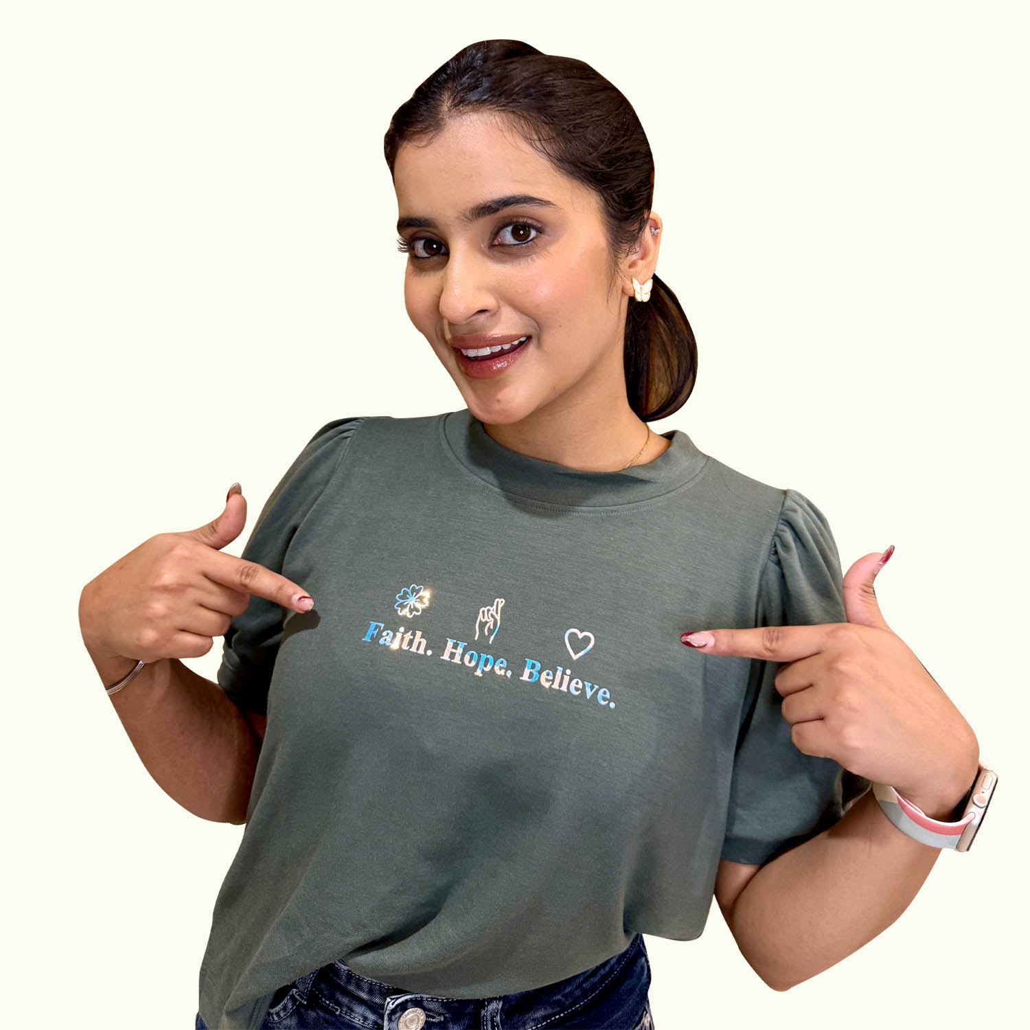 Faith Hope Believe Puff Sleeve Top