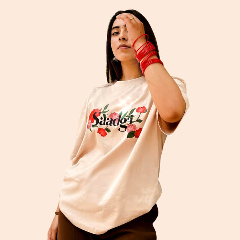 Saadgi Beige Drop T-Shirt
